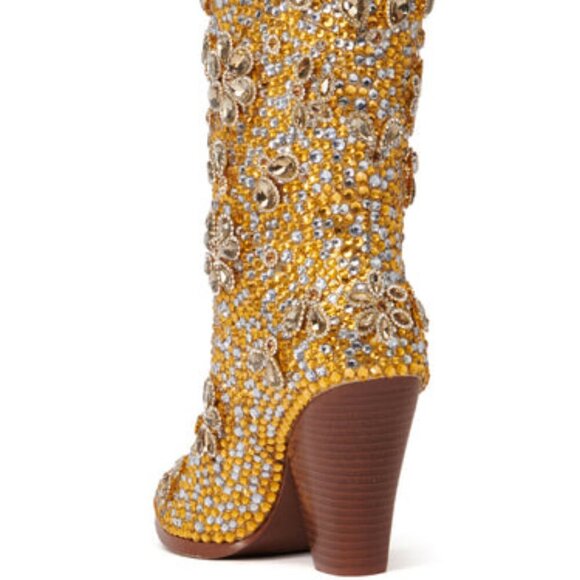 AZALEA WANG " GOLDEN GLITZ " EMBELLISHED WESTERN BOOTIE BRAND NEW !!!!!!!!!!!!!! - Picture 3 of 9